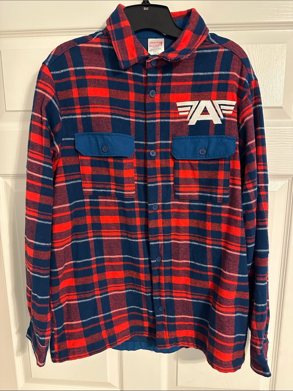Marvel Men’s Red & Blue Plaid Button-Down Shirt